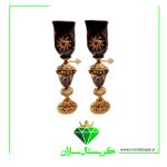 شمعدان دو پوست مدل تابان کریستال سازان مشکی  کد SH1240
