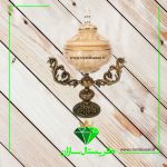 شکلات خوری درب دار پایه آنتیک مدل برگ زرین کریستال سازان شیری کد k1245