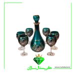 تنگ و جام مدل پیزا طرح رومنس رنگ سبز متالیک کریستال سازان کد J1235