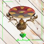 شیرینی خوری لب پلاتین با نقشینه های طلا برجسته کریستال سازان زرشکی K1256