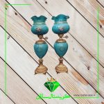 چراغ نفتدان لب چین مدل رز فیروزه ای رنگ کریستال سازان کد N1288