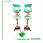 چراغ نفتدان لب چین مدل رومنس سبز رنگ کریستال سازان کد N1259