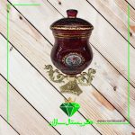 شکلات خوری پایه دار و درب دار کریستال سازان مدل گل کد K800