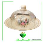 کیک خوری درب دار مدل رومنس کریستال سازان شیری رنگ کد K1268-G