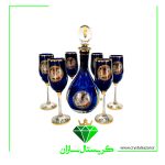 تنگ و جام مدل پیزا طرح نیلوفرانه سرمه ای کریستال سازان کد J1241