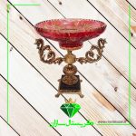 میوه خوری کریستال پایه دار دو پوست مدل تابان کریستال سازان قرمز کد M1238