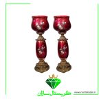 شمعدان افرا کریستال سازان مدل رز زرشکی کد SH1211