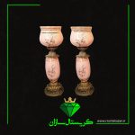 شمعدان افرا کریستال سازان مدل رز صورتی کد SH993