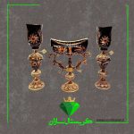 سه تیکه شمعدان و کشکول دو پوست مدل تابان کریستال سازان مشکی کد CS1240