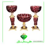 سه تیکه میوه خوری و شمعدان کریستال سازان مدل استون کد CS1175