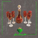 تنگ و جام کریستال سازان مدل برگ زرین قرمز رنگ کد J1125