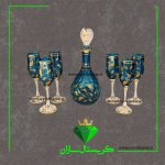 تنگ و جام کریستال سازان مدل برگ زرین سرمه ای رنگ کد J1147