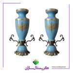 گلدان جفتی فیروزه ای